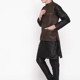 MAG Regular Kurta With Churidar & Nehru Jacket image 3