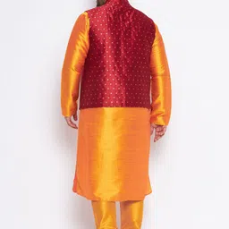 VASTRAMAY Plus Size Mandarin Collar Kurta and  Dhoti Pants With Nehru Jacket image 4