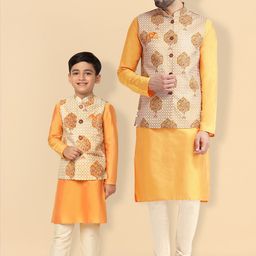 KISAH Mandarin Collar Straight Kurta With Churidar & Nehru Jacket-picture-23