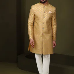 KISAH Men Self-Design Sherwani Churidar Set-image-59