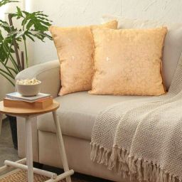 house this Orange 100% Cotton Geometric 16x16 inches Cushion Covers (Set of 2)-picture-24