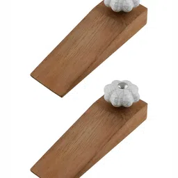 Indianshelf Brown & White 2 Pieces Crackle Melon Doorstopper For Inside Door-42