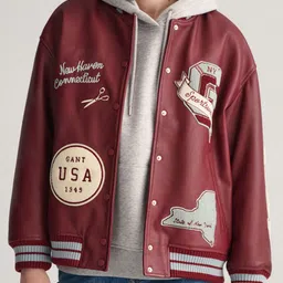 GANT Graphic Printed Stand Collar Bomber Jacket-image-28