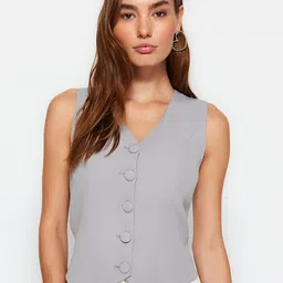 Trendyol Women V-Neck Woven Waistcoat-picture-28
