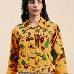 VOXATI Women Floral Crop Tailored Jacket with Embroidered-image-84