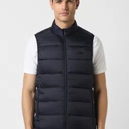 Peter England Casuals Men Navy Blue Puffer Jacket with Embroidered-picture-52