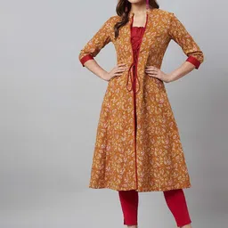 AKS Floral Printed Open Front Longline Jacket-29