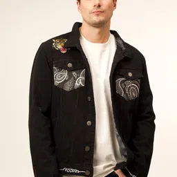 VALKYRE Unisex Checked Cotton Open Front Jacket with Embroidered image 3