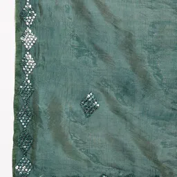 Clora Creation Green Ethnic Motifs Embroidered Dupatta with Mirror Work image 2