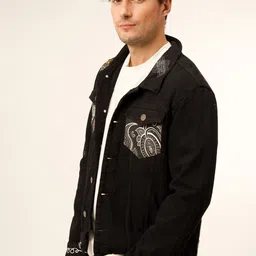 VALKYRE Unisex Checked Cotton Open Front Jacket with Embroidered image 2