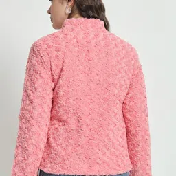 RAER Self Design Mock Collar Lightweight Crop Tailored Jacket with Embroidered image 4