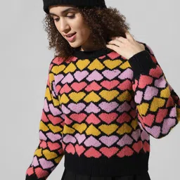 ONLY Conversational Self Design Round Neck Pullover Sweater-picture-11