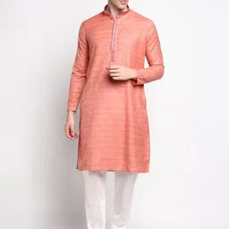 DEVOILER Men Pink Kurta with Churidar-image-36