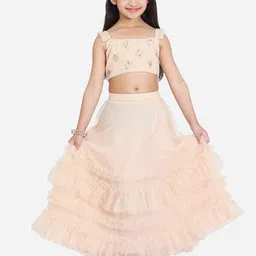 Ethnovog Girls Embellished Sequinned Ready to Wear Lehenga & Blouse With Dupatta-14