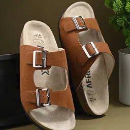 AfroJack Men Buckle Detailed Leather Sliders-25