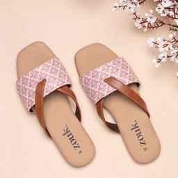 ZOUK Women Pink Printed One Toe Flats-49