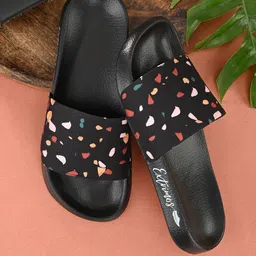 EXTRIMOS Men Black & Red Printed Sliders-picture-28