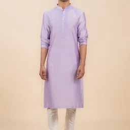 Tasva Mandarin Collar Thread Work Regular Kurta with Churidar-image-32