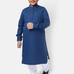 NAMASKAR Boys Cotton Solid Kurta with Churidar-17