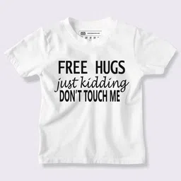 BE AWARA Kids White Typography Printed T-shirt-image-46