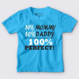 BE AWARA Kids Blue Typography Printed T-shirt-image-75