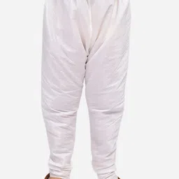 NAMASKAR Boys White Solid Pure Silk Slim-Fit Churidar-image-79