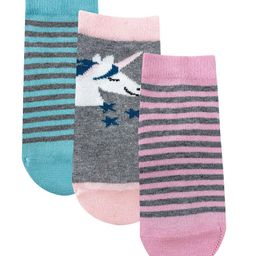 Mint & Oak Kids Pack Of 3 Patterned Cotton Ankle Length Socks-image-96