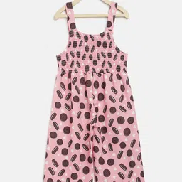 am ma Kids Pink & Brown Printed Jumpsuit-image-9