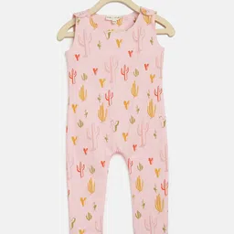 am ma Unisex Kids Pink & Orange Printed Basic Jumpsuit-image-74