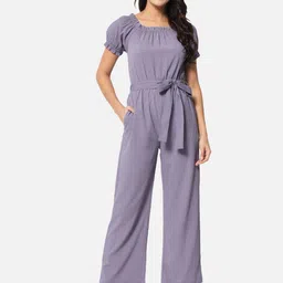 ALL WAYS YOU Square Neck Puff Sleeves Waist Tie Ups Basic Jumpsuit-image-46