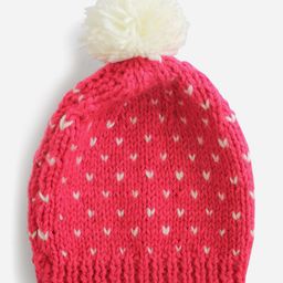 Woonie Unisex Kids Pink & White Beanie-41
