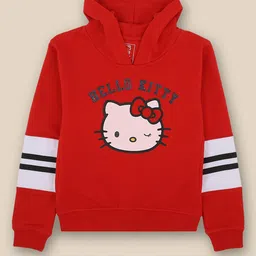 Kids Ville Girls Red Hello Kitty Printed Hooded Sweatshirt-image-41