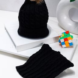 PASSION PETALS Kids Self Design Woollen Beanie With Scarf-1