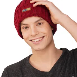 iSWEVEN Unisex Self Design Woollen Beanie-picture-19