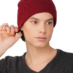 iSWEVEN Unisex Self Design Woollen Beanie-21