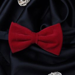 PELUCHE Unisex Red & Black Solid Velvet Bow Tie-picture-23