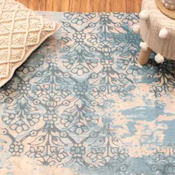 HOMADORN Blue & Beige Printed No Shredding Dhurrie-14