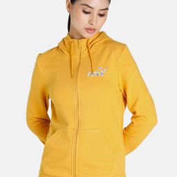 Puma Women Yellow & White FZ Hoodie III Brand Logo Regular Fit Sporty Jacket-57