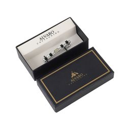 Alvaro Castagnino Men Silver-Toned & Black Textured Tie Pin-image-37