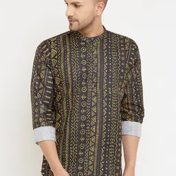 Armaan Ethnic Men Black Ethnic Motifs Printed Indie Prints Kurta-picture-45