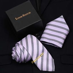 LOUIS STITCH Men Lavender Italian Silk Necktie Accessory Gift Set-image-12