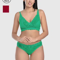 FIMS Women Pack of 2 Cotton Lingerie Set-image-91