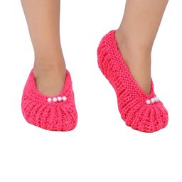 Bharatasya Girls Pink Pearl Knitted Footie Socks-54