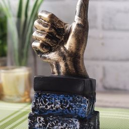 CraftVatika Gold-Toned & Blue Polyresin Thumbs Up Sign Gesture Showpiece-23