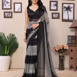 Panzora Striped Poly Georgette Ready to Wear Saree-picture-7