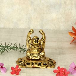 HANDICRAFTS PARADISE Gold-Toned Fengshui Laughing buddha Idol Tiny Showpiece-image-87