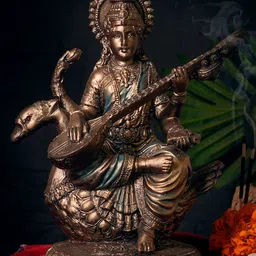 TIED RIBBONS Copper-Toned Maa Saraswati Idol Showpiece-image-47