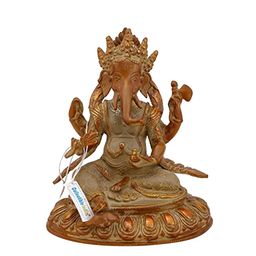 CraftVatika Brown Textured Ganesh Brass Idol Showpiece-image-28