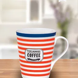 CLAY CRAFT White & Red 2 Pieces Printed Ceramic Glossy Mugs 340 ml Each-2