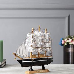 EXIM DECOR Black & Tan Fengshui Sailing Ship Showpiece-image-100